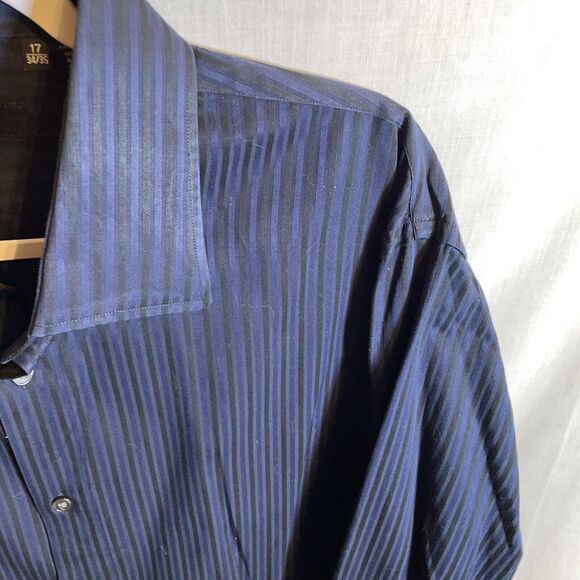 Hugo Boss Dress Shirt Mens Size Large Blue Striped French Cuffs Button Up Formal - Picture 4 of 12